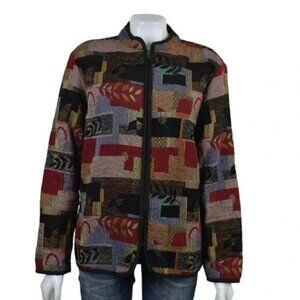Vintage Tapastry  Full Zip Blazer Jacket Grandma Maximalist Pattern Size 10
